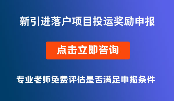 新引進(jìn)落戶項(xiàng)目投運(yùn)獎勵(lì)申報(bào)